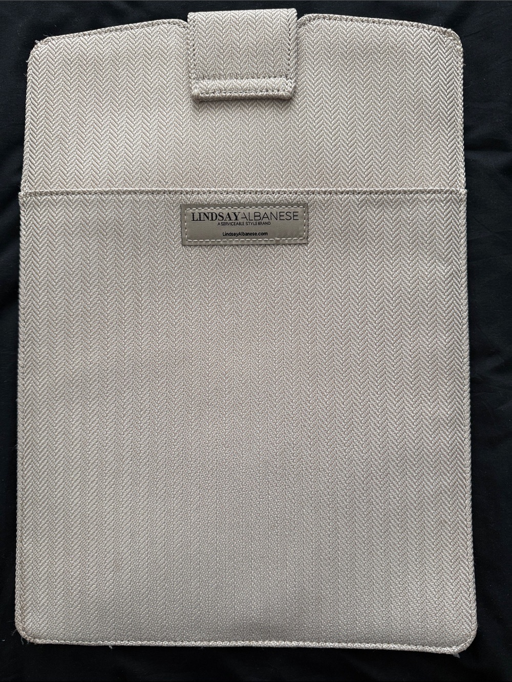 Cream Laptop Sleeve with Top-Tab Closure